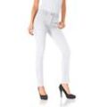 Röhrenhose HEINE, Damen, Gr. 17, Kurzgrößen, weiß, 48% Baumwolle, 45% Polyester, 7% Elasthan, Miedereinsatz:15% Elasthan, 85% Polyamid, unifarben, lang, Hosen