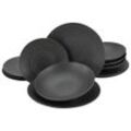 Creatable Tafelservice Lava Stone , Schwarz , Keramik , 12-teilig , Kreise , Made in Europe , Essen & Trinken, Geschirr, Geschirr-Sets, Tafelservice