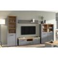 Vitrine HOME AFFAIRE "Valencia", grau (graphite grau, artisan eiche, grau mat), B:103,5cm H:143cm T:41cm, Spanplatte, MDF, Schränke, Breite 103,5 cm, mit 4 offenen Fächern