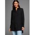 Longbluse BOYSEN'S, Damen, Gr. 48, schwarz, Web, Obermaterial: 100% Viskose, unifarben, feminin, figurumspielend hüftbedeckend, Langarm 1-Knopf-Manschette, Blusen Longbluse Hemdbluse Bluse, mit tiefen Seitenschlitzen