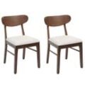 2er-Set Esszimmerstuhl MCW-M59, Küchenstuhl Stuhl, Stoff/Textil Massiv-Holz ~ dunkles Gestell, creme