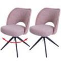2er-Set Esszimmerstuhl MCW-N72, Polster-Küchenstuhl, drehbar Auto-Return, Stoff/Textil (420g/m²) Öko-Tex ~ rosa
