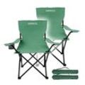 24MOVE® Campingstuhl Faltstuhl, 2er Set, grün, mit Getränkehalter und Tragetasche Outdoor, faltbar max. 100kg, Anglerstuhl, Polyester