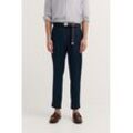 Chinohose BUGATTI, Herren, Gr. 31, Länge 32, 380, marine, 53% Baumwolle, 44% Polyester, 3% Elasthan, unifarben, casual, gerade, unten schmal, Hosen, aus Baumwoll-Mix