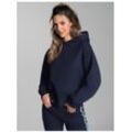 Sweatshirt TRIGEMA "TRIGEMA Dünner Oversize-Hoodie", Damen, Gr. L, blau (navy), 50% Baumwolle, 50% Polyester, Basic, Sweatshirts