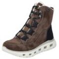 Winterboots RIEKER, Damen, Gr. 39, braun (braun, schwarz), Lederimitat, kontrastfarbene Details, sportlich, Schuhe, Schnürboots, Outdoorboots mit wasserabweisender riekerTEX-Membran