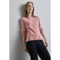Strickpullover STREET ONE, Damen, Gr. 42, rosa (petal rose meliert), Strick, Obermaterial: 35% Baumwolle, 32% Polyacryl, 28% Polyester, 5% Elasthan, unifarben, casual, gerade hüftbedeckend, Rundhals, Langarm, Pullover, mit markantem Strukturmuster