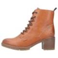 Schnürstiefelette RIEKER, Damen, Gr. 38, braun (cognac), Lederimitat, klassisch, Schuhe, Schnürboots, Blockabsatz, mit Innenreißverschluss