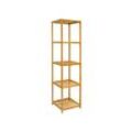 Badregal 38x39,5x162,5cm Bambus Holz Regal 5 Fächer Bad Badezimmer Standregal