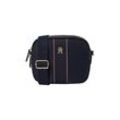 Kameratasche TOMMY HILFIGER "POPPY CAMERA BAG CORP", Damen, Gr. B/H/T: 21cm x 17cm x 5cm, blau (dunkelblau), Textil, Lederimitat, Taschen, Damen Umhängetasche, Schultertasche, Minibag mit TH-Logo