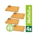 4er Set - Bambus-Servierbrett mit Dip-Schale - 30x25cm Steakbrett aus Holz