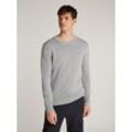 Strickpullover TOMMY JEANS "TJM SLIM ESSNTLS C-NECK SWEATER", Herren, Gr. S, grau (grau htr), Strick, Obermaterial: 100% Baumwolle, unifarben, casual, slim fit hüftbedeckend, hoch geschlossener Ausschnitt, Langarm weit Bündchen, Pullover, mit Markenlogo auf der Brust