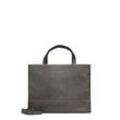Henkeltasche LIEBESKIND BERLIN "Satchel M LOU 2 3D LEATHER", Damen, Gr. B/H/T: 27cm x 20,5cm x 11cm, grau (iron), Leder, Taschen, Schultertasche Handtasche Damen Umhängetasche