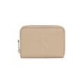 Geldbörse CALVIN KLEIN JEANS "SCULPTED MED ZIP AROUND WALLET", beige (natur), Lederimitat, Basic, Kleinlederwaren, Geldbeutel, Portemonnaie Damen mit CK Prägung