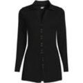 Jerseybluse mit Polokragen, Damen,  Schwarz, Elasthan/Baumwoll-Mischung/Polyester-Mischung, by Lands' End