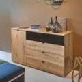 Kombikommode RAUCH "Kommode Sideboard Schubladenkommode Türenkommode APOLLON", braun (eiche artisan, schwarz oak), B:140cm H:81cm T:42cm, Holzwerkstoff, Sideboards, mit 1 Tür und 4 Schubladen, 1 Schublade in Absetzung MADE IN GERMANY