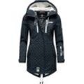 Funktionsmantel MARIKOO "Zimtzicke", Damen, Gr. S (36), blau (nachtblau), Oberstoff: 98% Polyester, 2% Elasthan, Futter: 100% Polyester, Ärmelfutter: 100% Polyester, casual, figurbetont Po-bedeckend, hoch geschlossener Ausschnitt, Langarm Ärmel ohne Ärmelschlitz Rippstrickbündchen mit Klettverschluss, Mäntel, Wasserdichter Softshell Parka mit Kapuze