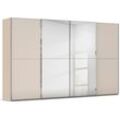 Schwebetürenschrank RAUCH "Kleiderschrank Schrank Garderobe Schlafzimmerschrank SCALE-DUO", beige (fango, glas champagner, griffleisten chrom), B:360cm H:223cm T:68cm, Holzwerkstoff, Schränke, edle zweigeteilte Türen Spiegel/Glas-Mix 3 Zierleisten MADE IN GERMANY