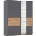 Schwebetürenschrank RAUCH "Kleiderschrank Schrank Garderobe Schlafzimmerschrank OXFORD", graumetallic, eiche artisan, griffe graumetallic, B:175cm H:210cm T:59cm, Holzwerkstoff, Schränke, mit Griffleisten aus Metall, auch für kleinere Räume MADE IN GERMANY