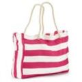 Shopper VIVANCE "Strandtasche", Damen, Gr. B/H/T: 52cm x 37cm x 18cm, pink (weiß, pink), Baumwolle, mehrfarbig, gestreift, Taschen, Schultertasche, Sommertasche, Handtasche, Tragetasche VEGAN