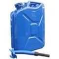 Metallkanister blau 20 Liter inkl. Ausgießer flexibel + Halter Benzin Diesel