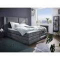 Boxspringbett COLLECTION AB "Copenhagen", grau (anthrazit), B:231cm L:215cm, Holzwerkstoff, Spanplatte, Komplettbetten, inklusive Bettkasten, Topper, wahlweise mit LED-Beleuchtung