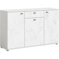 Sideboard INOSIGN "CALCOLO, Breite 138cm, 3 Türen, 1 Schubkasten, 6 Fächer", weiß (weiß, marmor), B:138cm H:87cm T:40cm, FSC-zertifizierter Holzwerkstoff, MDF, Sideboards, Anrichte, Kommode, Schrank
