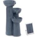 Hillvert, Brunnen + Gartenteich, Solar Gartenbrunnen Solarbrunnen Zierbrunnen Wasserspiel 3 Schalen auf Säulen LED