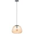 BRILLIANT Pendelleuchte "Kaizen", schwarz (amber, bernstein, schwarz matt), Ø 35,00cm, Lampen, Riffelglas, D 35 cm, E27, kürzbar, Amber-Bernsteinfarben