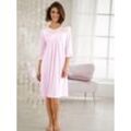 Nachthemd ASCAFA "Nachthemd", Damen, Gr. 40/42, Normalgrößen, rosa (rosé), 50% Baumwolle, 50% Modal, unifarben, geblümt, gemustert, 3/4-Ärmel, Kleider