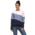 Sweater RAGWEAR "JOHANKA BLOCK", Damen, Gr. S (36), bunt (stone blau), Sweatware, Obermaterial: 65% Baumwolle, 35% Polyester, colorblocking, mehrfarbig, kontrastfarbene Details, casual, regular fit, Rundhals, Langarm Raglanärmel Rippbündchen, Sweatshirts, Crew Neck im Color-Blocking Design