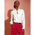 Langarmbluse CREATION L, Damen, Gr. 36, beige (ecru), 100% Polyester, unifarben, V-Ausschnitt, Langarm, Blusen