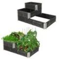 Stufenbeet 3er Set Palettenrahmen Hochbeet 114x75x60 cm aus Holz schwarz Gart...