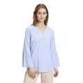 Schlupfbluse CARTOON "Cartoon Casual-Bluse mit Streifen", Damen, Gr. 34, blau (blau, weiß), Obermaterial: 100% Baumwolle., modisch, lässig geschnitten normal, V-Ausschnitt, 3/4-Ärmel, Blusen