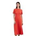 Jerseykleid MARC O'POLO "aus OCS Blended TENCEL™ Modal", Damen, Gr. L, Normalgrößen, rot (burnt rot), Obermaterial: 48% Modal, 47% Baumwolle, 5% Elasthan; Futter: 100% Nicht verfügbar, unifarben, slim fit ca. Mitte Knie, Rundhals, Kurzarm normaler Saum, Kleider