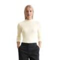 Strickpullover MARC O'POLO "aus reiner Merinowolle", Damen, Gr. XL, weiß (creamy weiß), Obermaterial: 100% Schurwolle, unifarben, casual, Langarm, Pullover