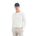 Langarmshirt MARC O'POLO "in softem Slub-Jersey", Herren, Gr. L, weiß (egg weiß), Obermaterial: 100% Baumwolle, unifarben, Basic, regular fit, Serafino, Langarm, Shirts