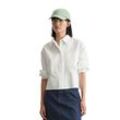 Langarmbluse MARC O'POLO DENIM "aus Organic Cotton", Damen, Gr. L, weiß (silky weiß), Obermaterial: 100% Baumwolle, unifarben, elegant, relaxed fit bauchfrei, Langarm Manschette, Blusen