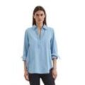 Langarmbluse MARC O'POLO "mit TENCEL™ Lyocell", Damen, Gr. 32, blau (light blau wash), Obermaterial: 79% Baumwolle, 21% Lyocell, unifarben, elegant, regular fit normal, V-Ausschnitt, Langarm Manschette, Blusen