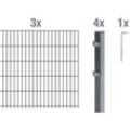 Alberts Komplettset Doppelstabmattenzaun Anthrazit, 2 m Matten, Höhe 200 cm, Länge 6 m