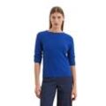 Rundhalspullover MARC O'POLO "aus softem Organic Cotton", Damen, Gr. M, blau (shiny blau), Obermaterial: 100% Baumwolle, unifarben, casual, U-Boot-Ausschnitt, Langarm, Pullover