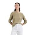 Strickpullover MARC O'POLO "aus softem Organic Cotton", Damen, Gr. L, forest sand, Obermaterial: 100% Baumwolle, unifarben, casual, U-Boot-Ausschnitt, Langarm, Pullover