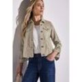 Jeansjacke STREET ONE, Damen, Gr. 40, beige washed, Denim/Jeans, Obermaterial: 92% Baumwolle, 6% Elastomultiester, 2% Elasthan, casual, tailliert hüftlang, Rundhals, Langarm 1-Knopf-Manschette, Jacken, mit Stretch und Knopfleiste