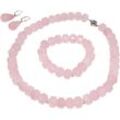 Schmuckset FIRETTI "Multipack Schmuck Geschenk Messing Ohrringe Armband Kette Edelsteine", bunt (silberfarben, rosa, rosa, silberfarben), Schmuck-Sets, Damen, Messing, Silber 925 (Sterlingsilber), Silikon, Made in Germany - mit Hämatit, Rosenquarz