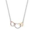 Kette mit Anhänger ENGELSRUFER "3 HERZEN TRICOLOR, ERN-WITHLOVE-03", rosa (silberfarben, gelbgoldfarben, roségoldfarben), Halsketten, Damen, Silber 925 (Sterlingsilber), L: 44cm