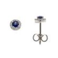 Paar Ohrstecker FIRETTI "Schmuck Geschenk Gold 333 Ohrschmuck Farbstein Edelstein Saphir", blau (weißgoldfarben, royalblau, dunkelblau), Ohrringe, Damen, 0,12 ct P2 = erkennbare Einschlüsse, Weißgold 333-Diamanten, Weißgold 333, Diamanten, mit Saphir - mit Brillant