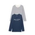 Langarmshirt MARC O'POLO "im 2er Pack", Damen, Gr. 152, blau (washed blau), Obermaterial: 100% Baumwolle, gestreift, regular fit, Rundhals, Langarm normaler Saum, Shirts Langarmshirt Shirt