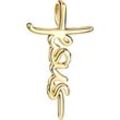 Ketten-Anhänger FIRETTI "Schmuck Geschenk Gold 333 Halsschmuck Anhänger Kreuz Jesus Schriftzug", gold (gelbgoldfarben), Schmuckanhänger, Damen, Gelbgold 333, 0,54 g, Made in Germany