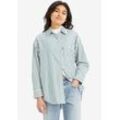 Hemdbluse LEVI'S "LOLA SHIRT", Damen, Gr. S (36), grün (ilya stripe bistro grün), Web, Obermaterial: 100% Baumwolle, gestreift, casual, loose fit, Langarm mit Knöpfen 2-Knopf-Manschette, Blusen, im Loose Fit