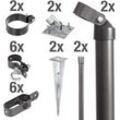 Alberts Zaunanschluss-Set, Wellengittertore Pfosten Ø 60mm, Bodenhülsen, 0,80 m, Anthrazit-metallic